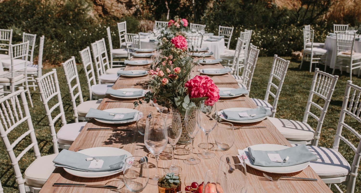 boda mesa larga hortensia